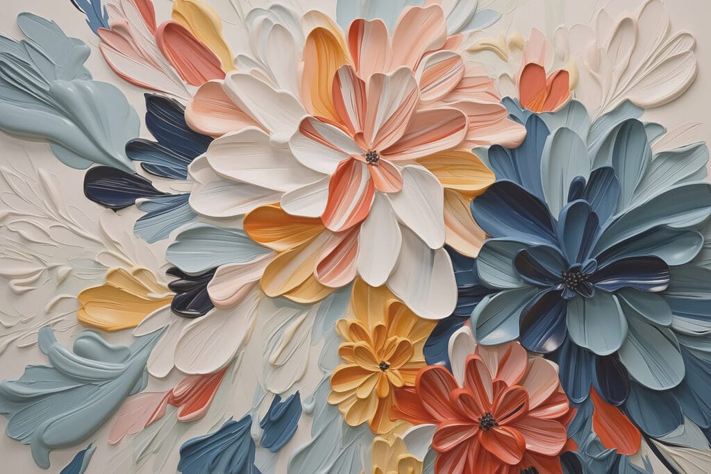 Vibrant floral artwork in bold colors