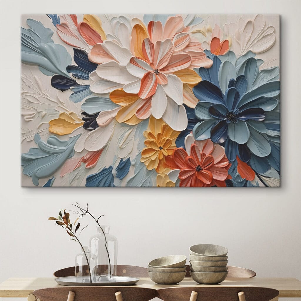 Vibrant floral artwork in bold colors