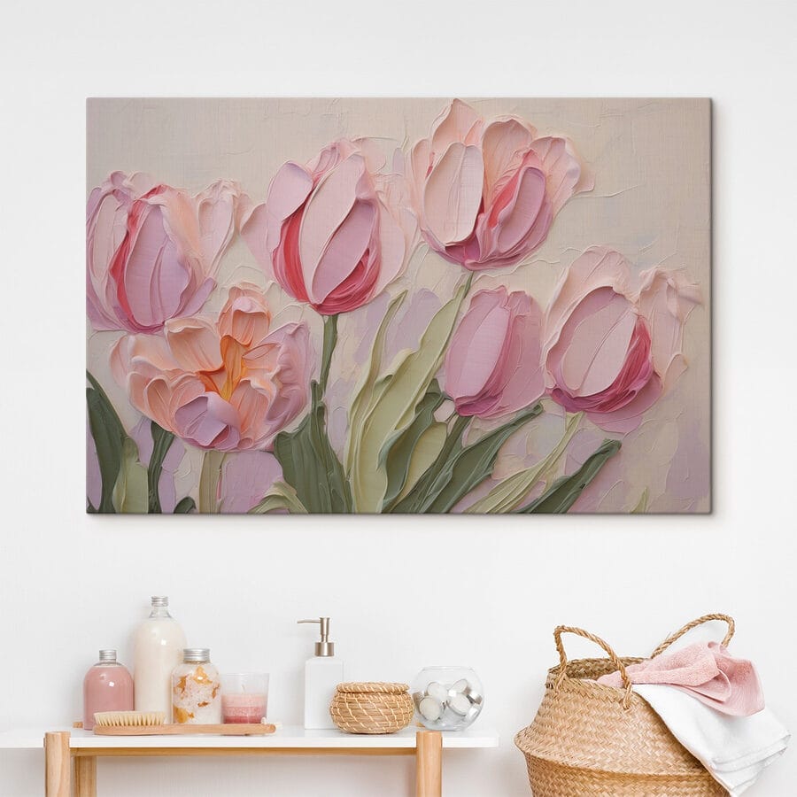 Gemälde mit rosa Blumen Gemälde mit rosa Blumen