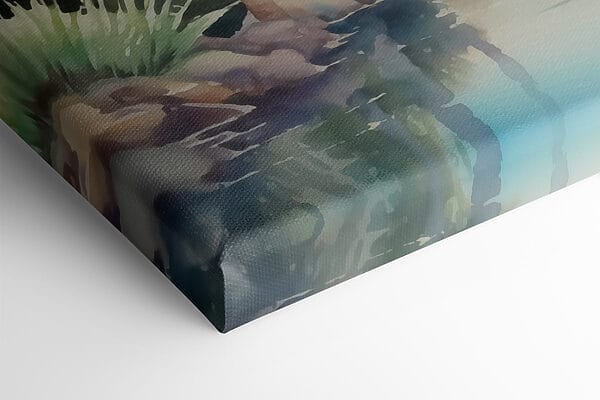 Wasser mit Palmen und Felsen Wasser mit Palmen und Felsen