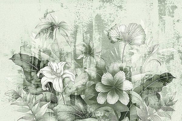 Delicate flora on textured backdrop