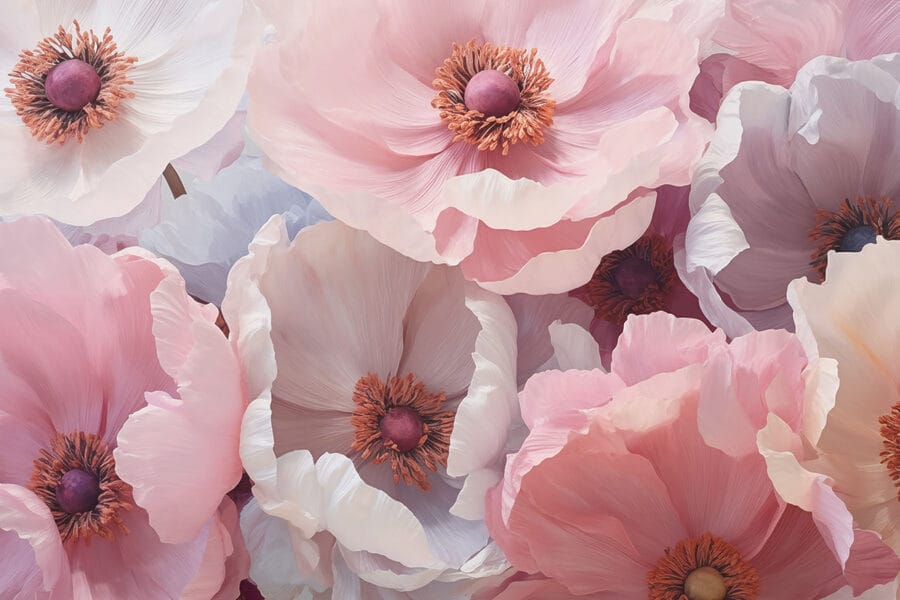 Gruppe von rosa und weißen Blumen