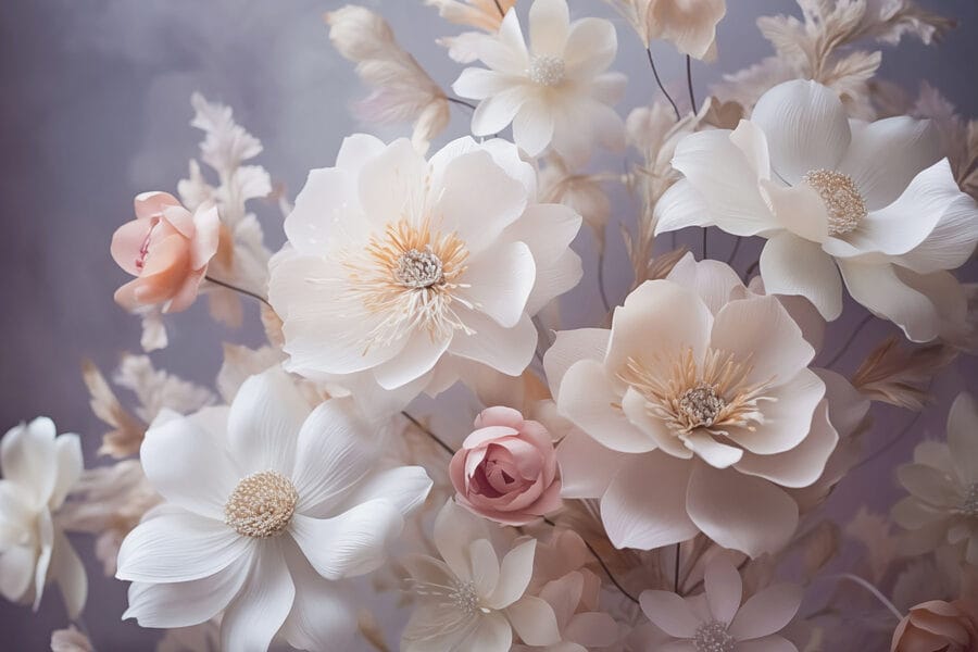 Gruppe von weißen und rosafarbenen Blumen