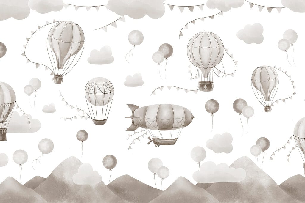 Muster von Heißluftballons und Bergen Muster von Heißluftballons und Bergen