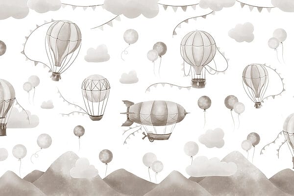 Muster von Heißluftballons und Bergen Muster von Heißluftballons und Bergen