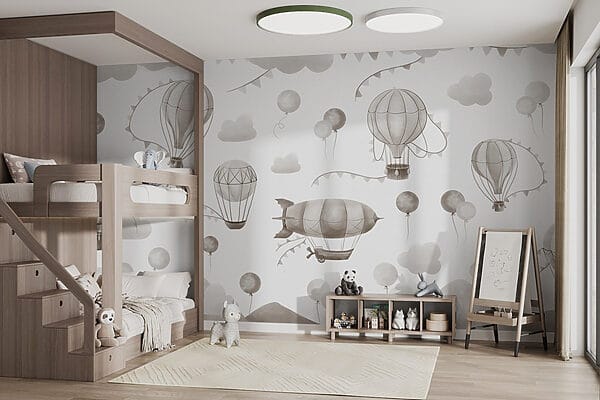 Muster von Heißluftballons und Bergen Muster von Heißluftballons und Bergen