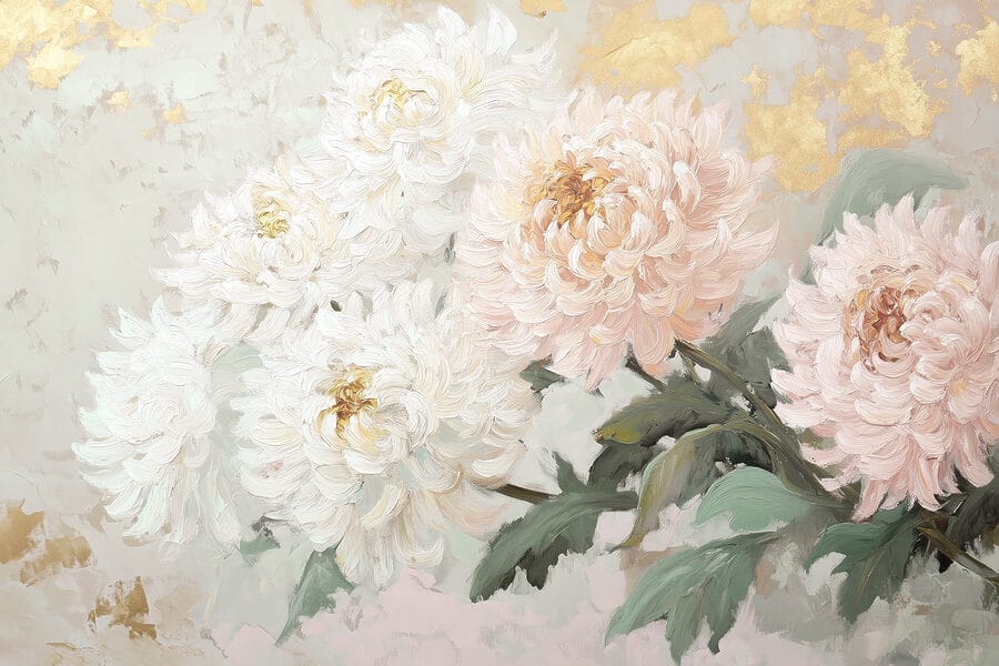 Malerei von Blumen auf einer weißen Fläche