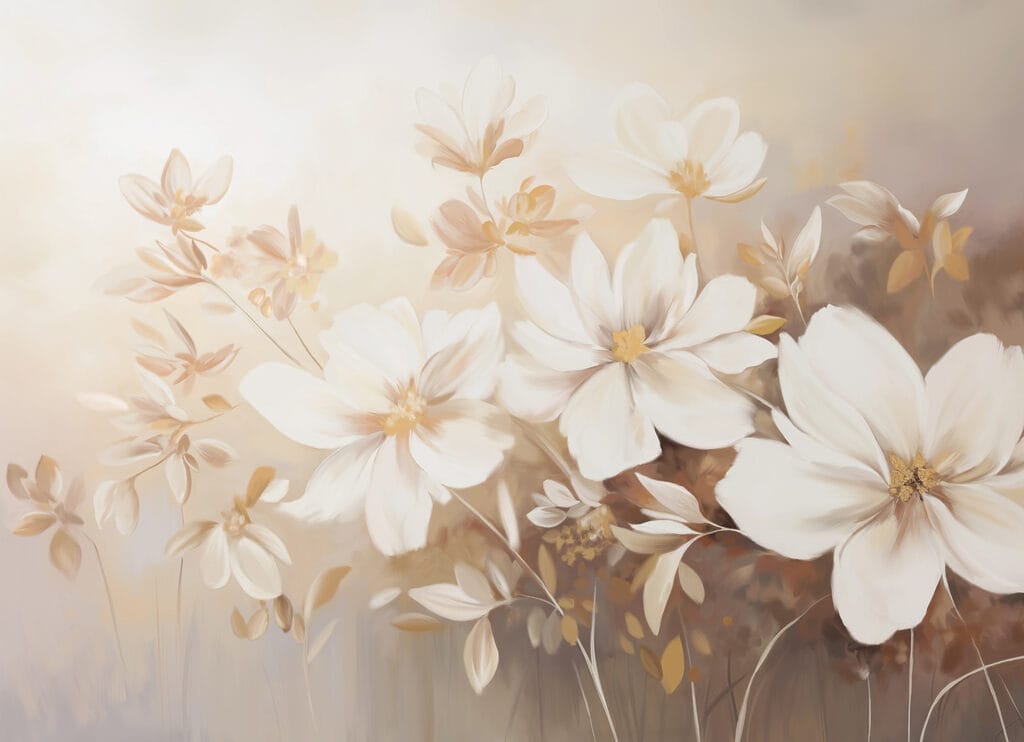 Malerei von weißen Blumen Malerei von weißen Blumen