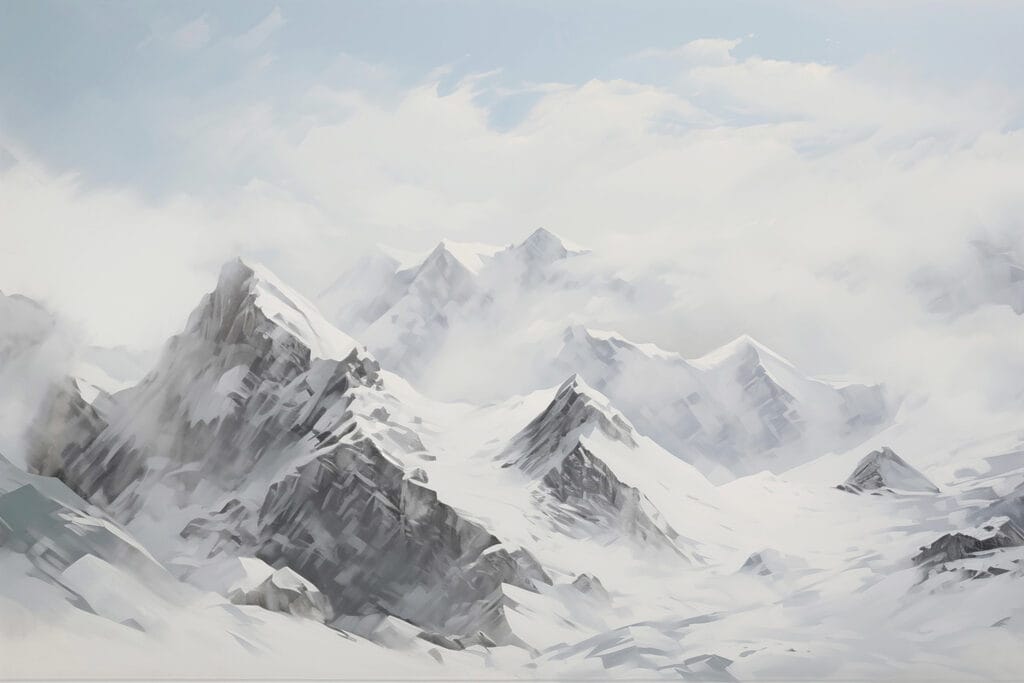 Verschneites Gebirge mit Wolken Verschneites Gebirge mit Wolken