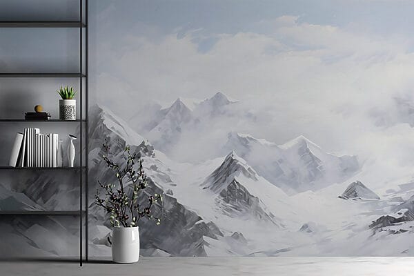 Verschneites Gebirge mit Wolken Verschneites Gebirge mit Wolken