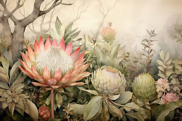 Malerei von Blumen und Blättern Malerei von Blumen und Blättern