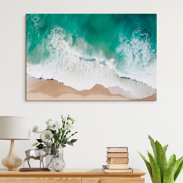 Wellen, die an einen Strand schlagen Wandbilder Wellen, die an einen Strand schlagen