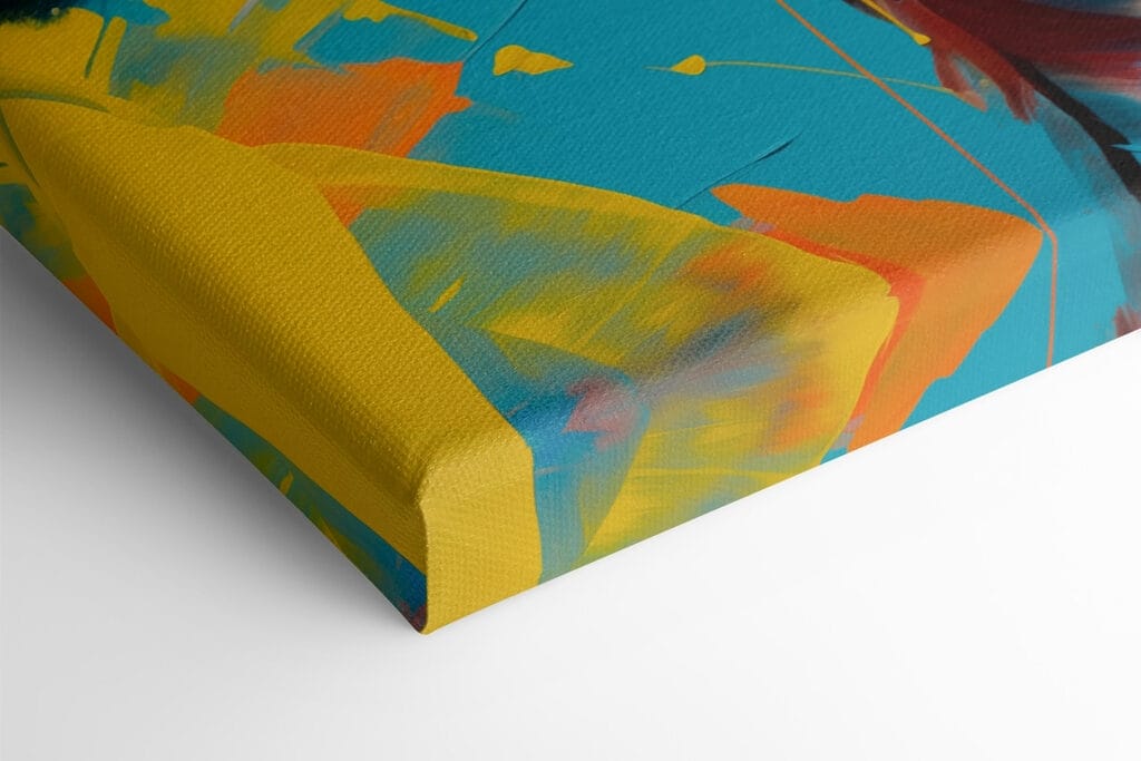 Painting of a woman with colorful paint on her face