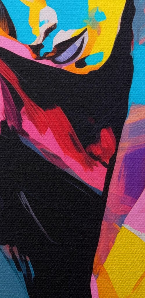 Painting of a woman with her head on her knees Painting of a woman with her head on her knees