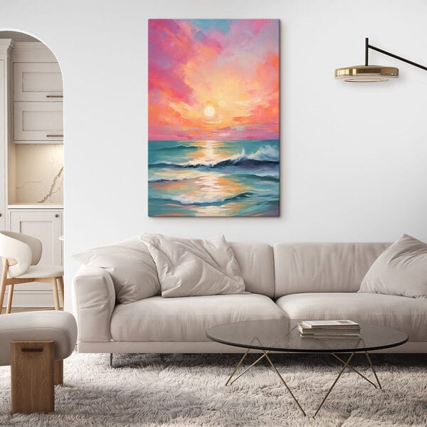 Gemälde eines Sonnenuntergangs über dem Meer Gemälde eines Sonnenuntergangs über dem Meer