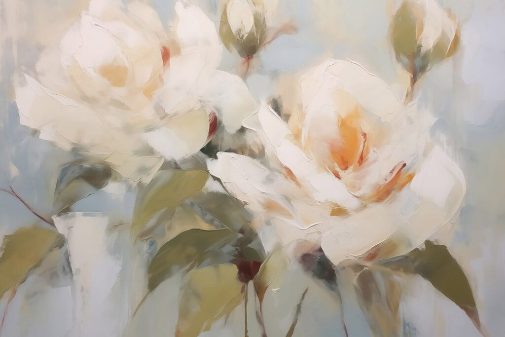 Painting of flowers on a blue background Painting of flowers on a blue background