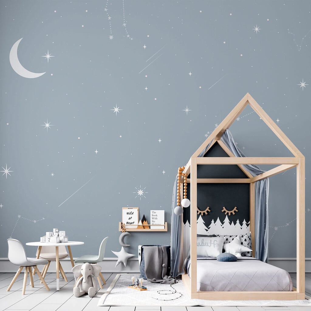 Moon and stars in the sky