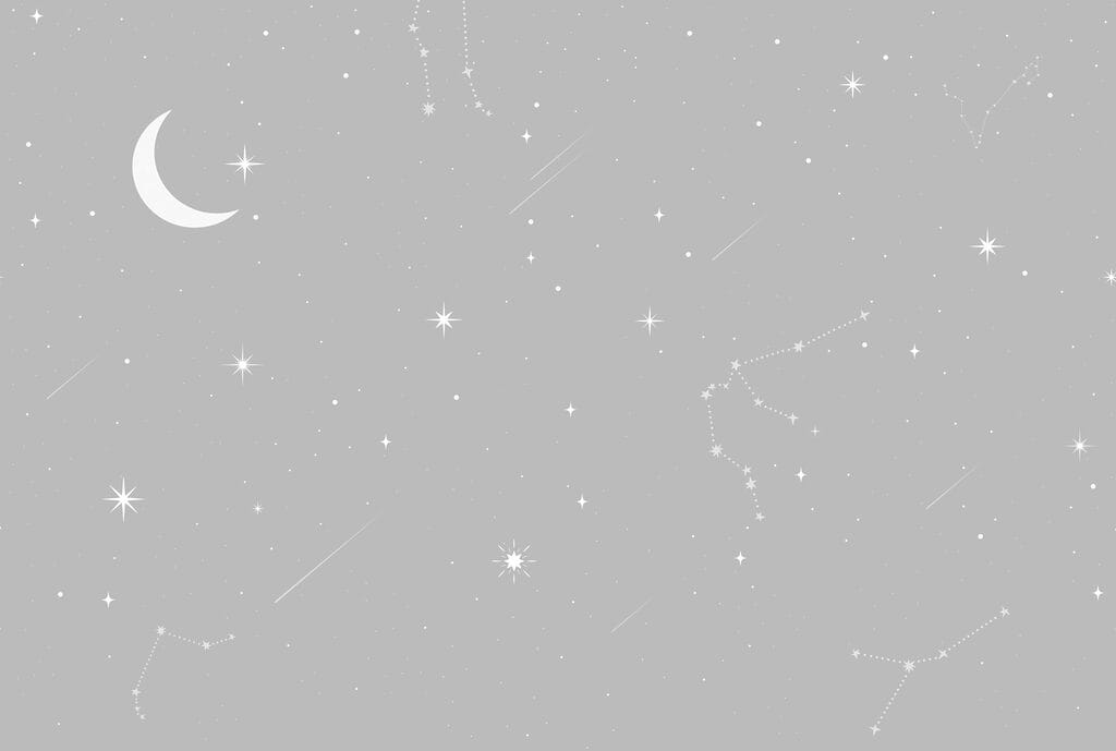 Grauer Himmel mit Sternen und Mond Grauer Himmel mit Sternen und Mond