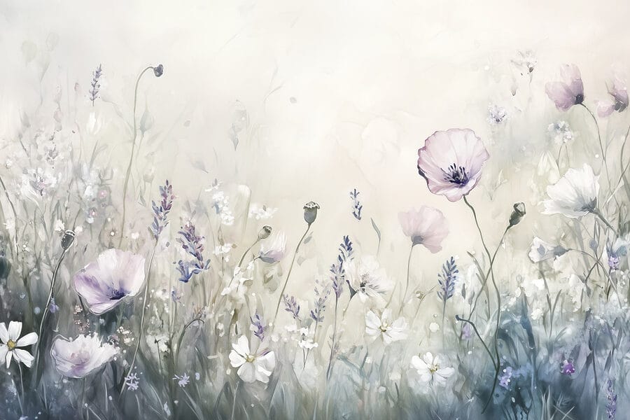 Gemälde von Blumen auf einem Feld
