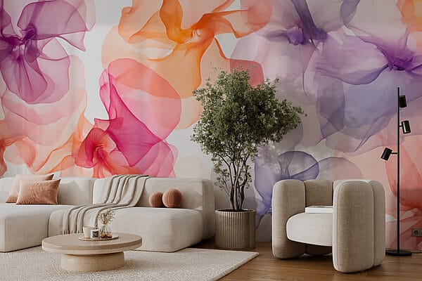 Fototapeten Fototapeten Gruppe von Blumen in verschiedenen Farben (Artikelnummer: w03095)