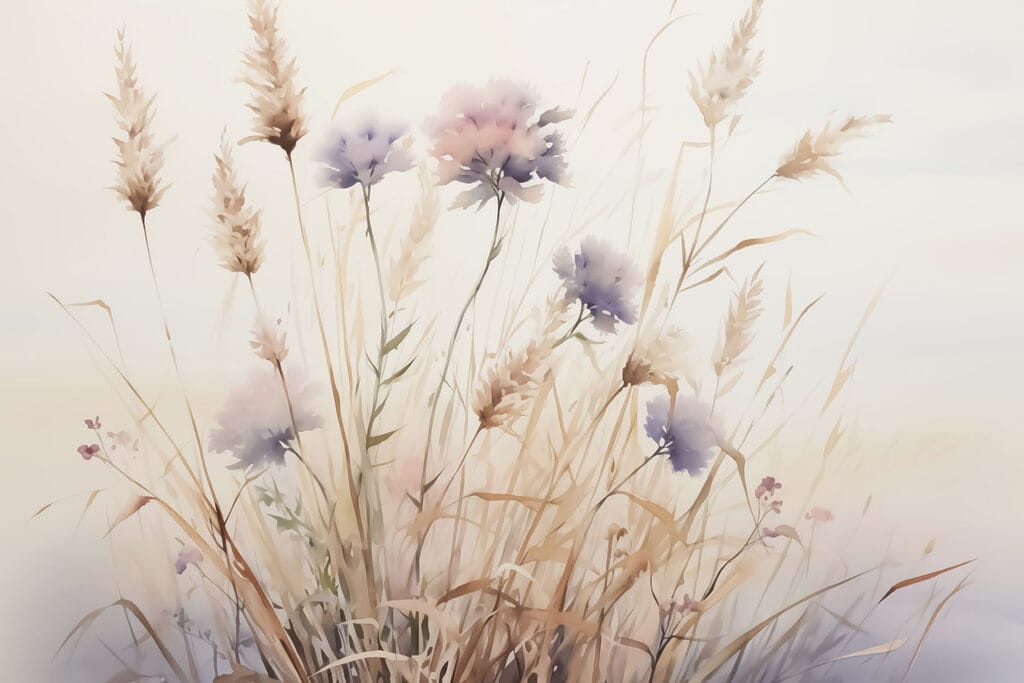 Malerei von Blumen und Gras Malerei von Blumen und Gras