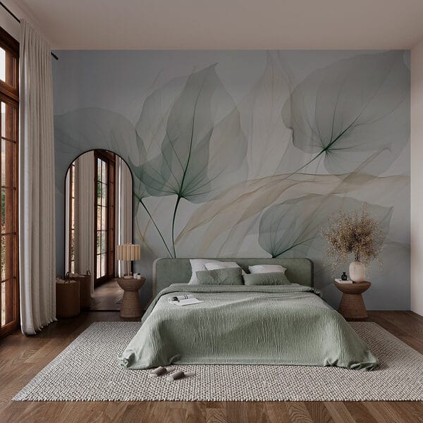 Wall murals Transparent leaves on a white background Wall murals Transparent leaves on a white background