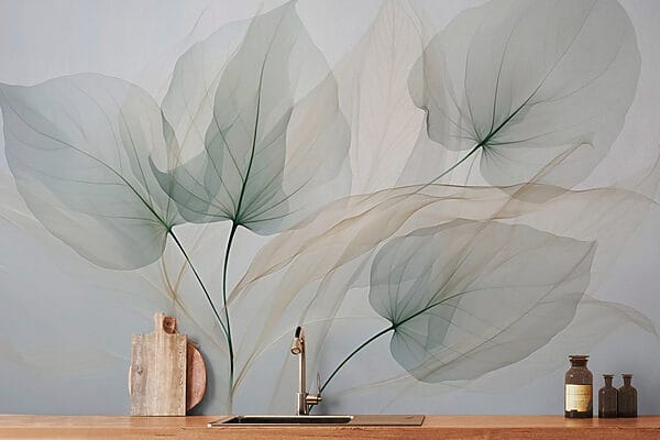 Wall murals Transparent leaves on a white background Wall murals Transparent leaves on a white background