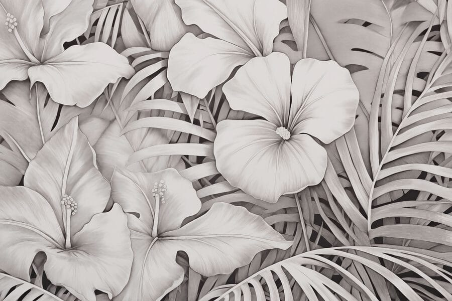 Florale Muster in monochromen Tönen Florale Muster in monochromen Tönen