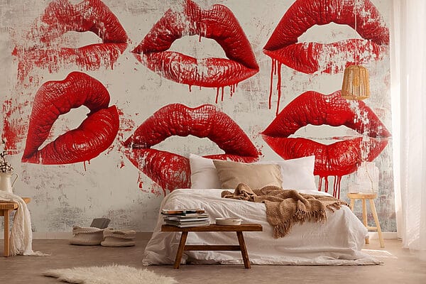 Gruppe von roten Lippen mit tropfendem Blut Gruppe von roten Lippen mit tropfendem Blut