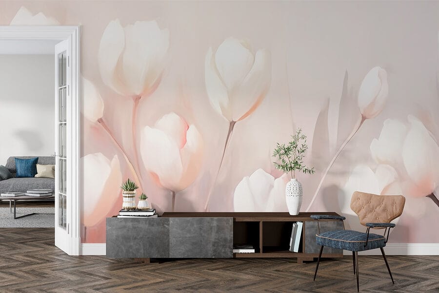 Malerei von weißen Blumen