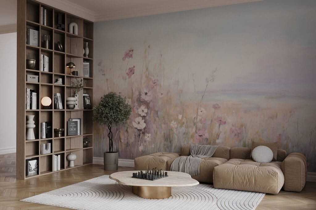 Painting of flowers in a field