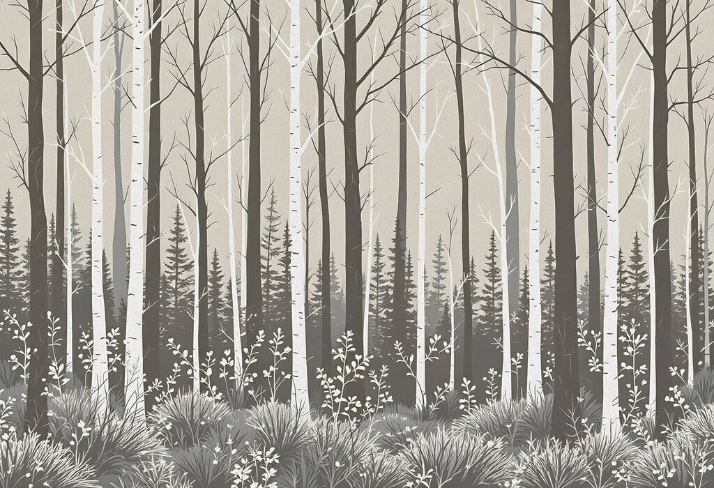 Wald mit Bäumen und Sträuchern Wald mit Bäumen und Sträuchern