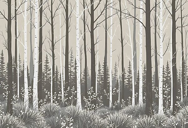 Wald mit Bäumen und Sträuchern Wald mit Bäumen und Sträuchern