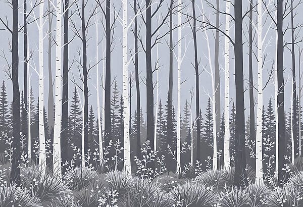 Wald mit Bäumen und Sträuchern Wald mit Bäumen und Sträuchern