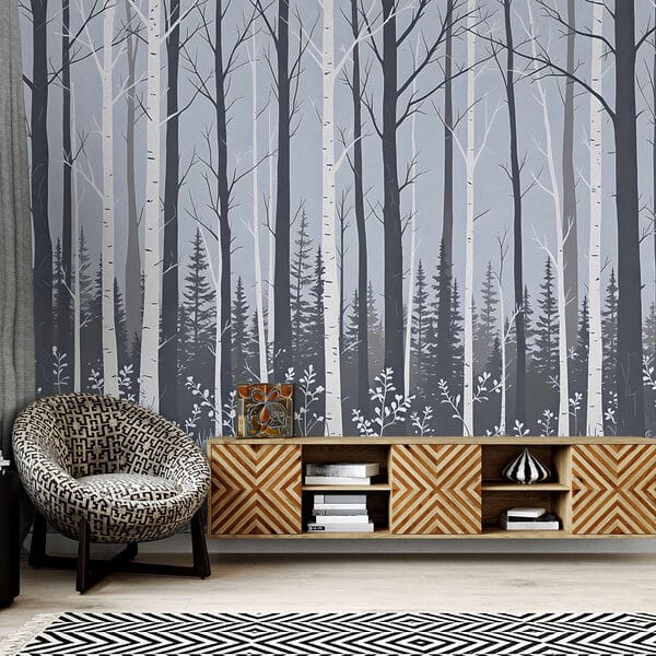 Wald mit Bäumen und Sträuchern Wald mit Bäumen und Sträuchern