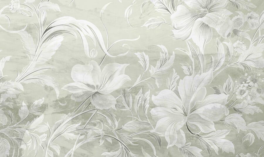 Weißes florales Muster an einer Wand