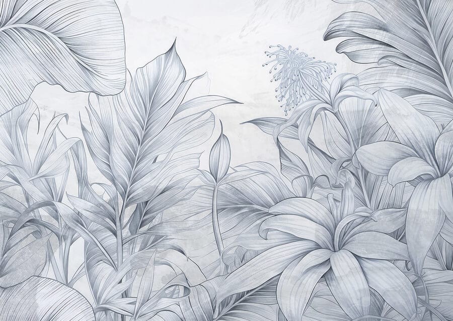 Zeichnung von Blättern und Blumen Zeichnung von Blättern und Blumen