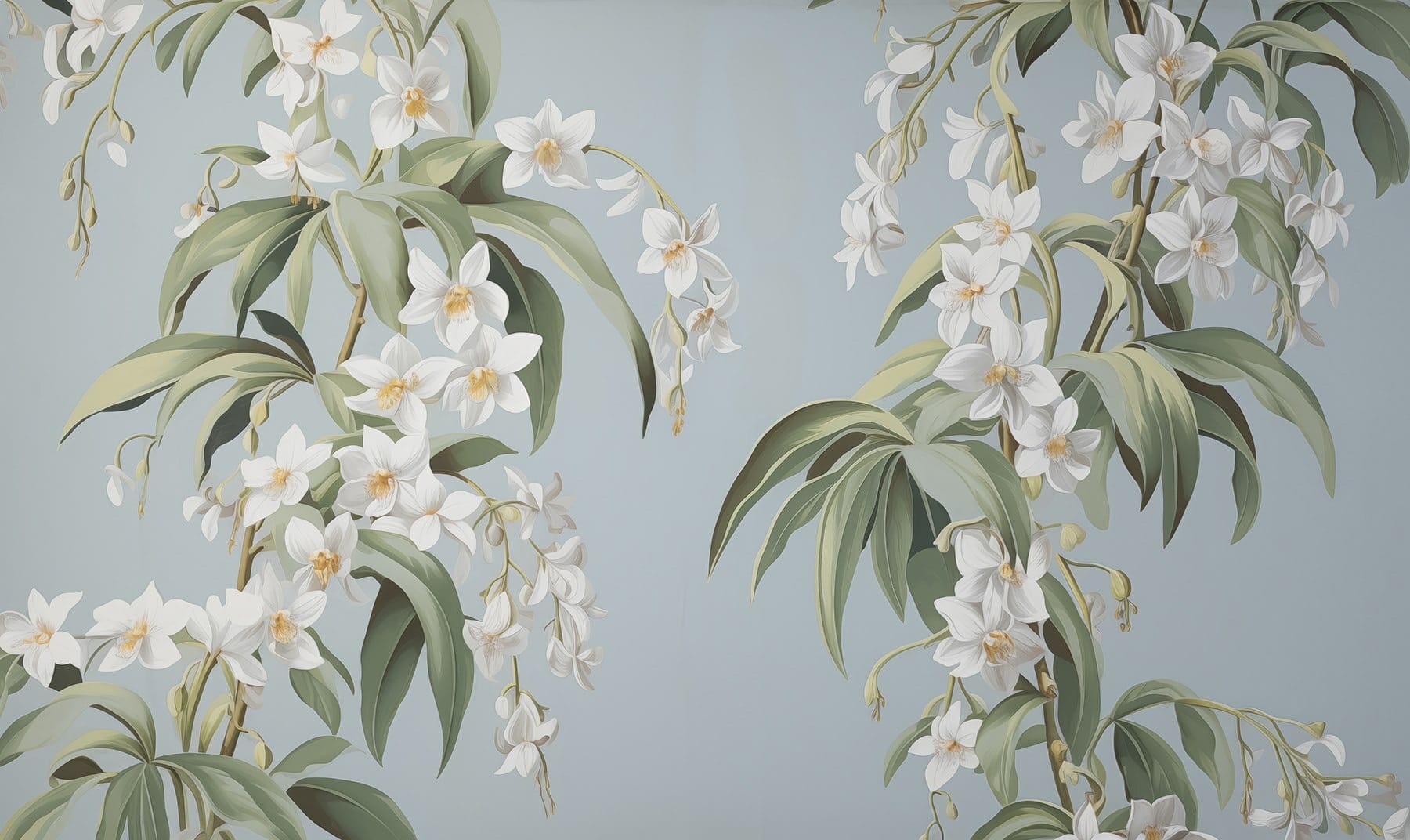 Wallpaper with white flowers