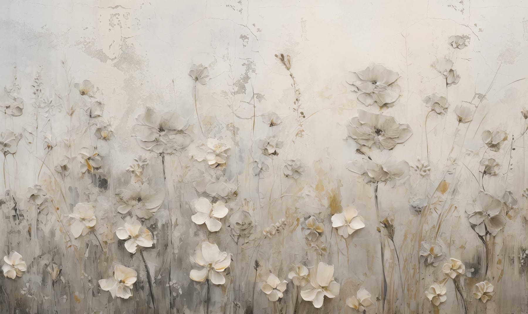 Painting of flowers on a wall
