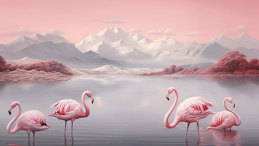 Zwei Flamingos im Wasser stehend