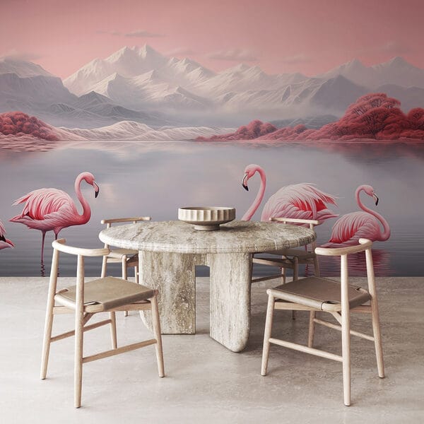 Zwei Flamingos im Wasser stehend Zwei Flamingos im Wasser stehend