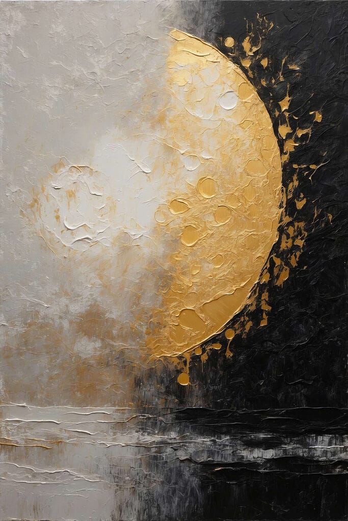 Painting of a moon and water