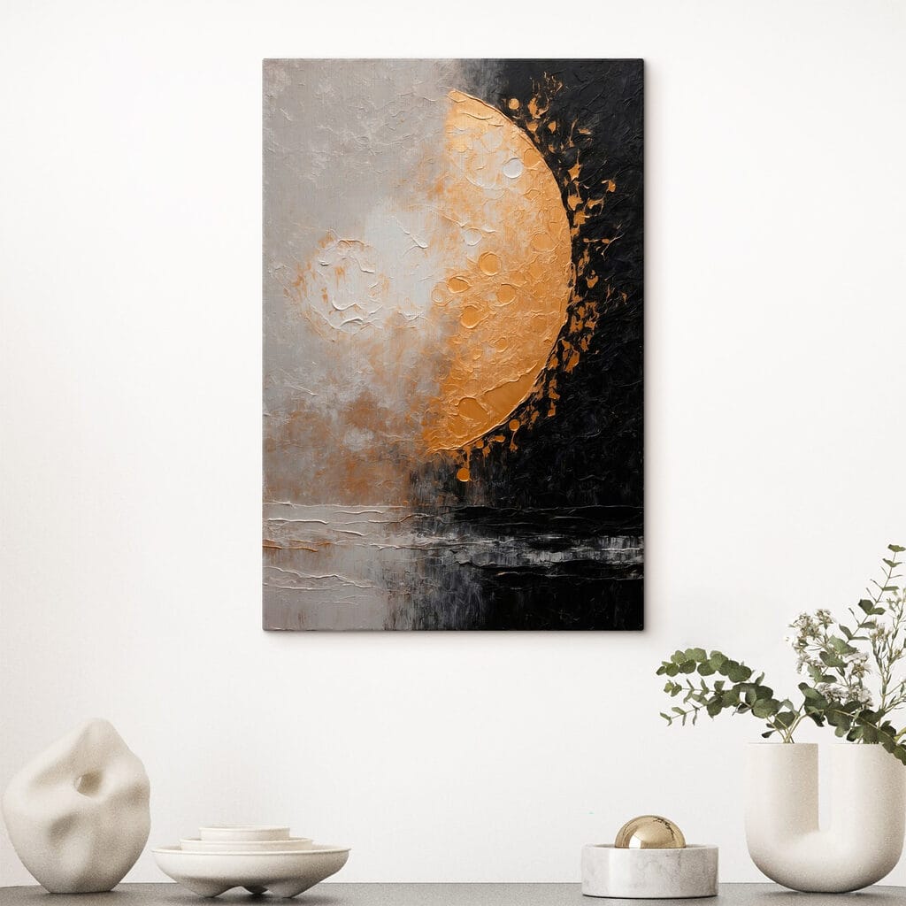 Painting of a moon and water