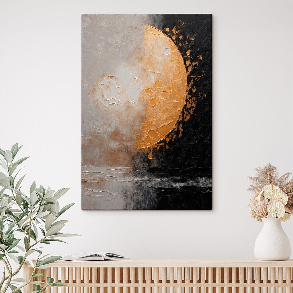 Painting of a moon and water