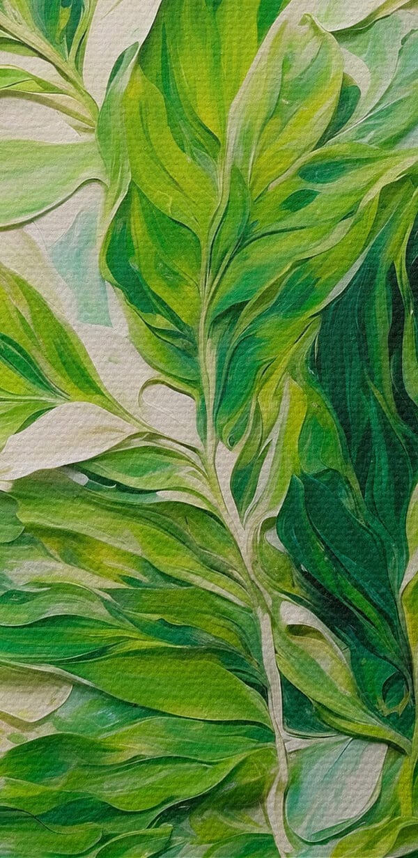 Painting of leaves on a white surface