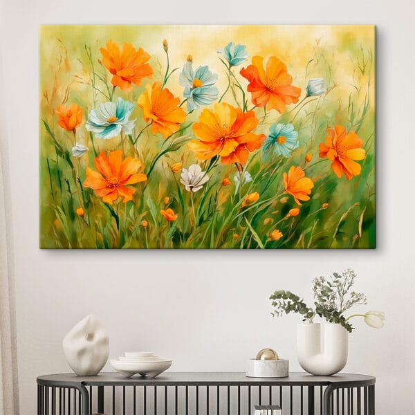 Painting of orange and white flowers