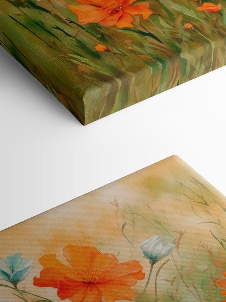 Painting of orange and white flowers