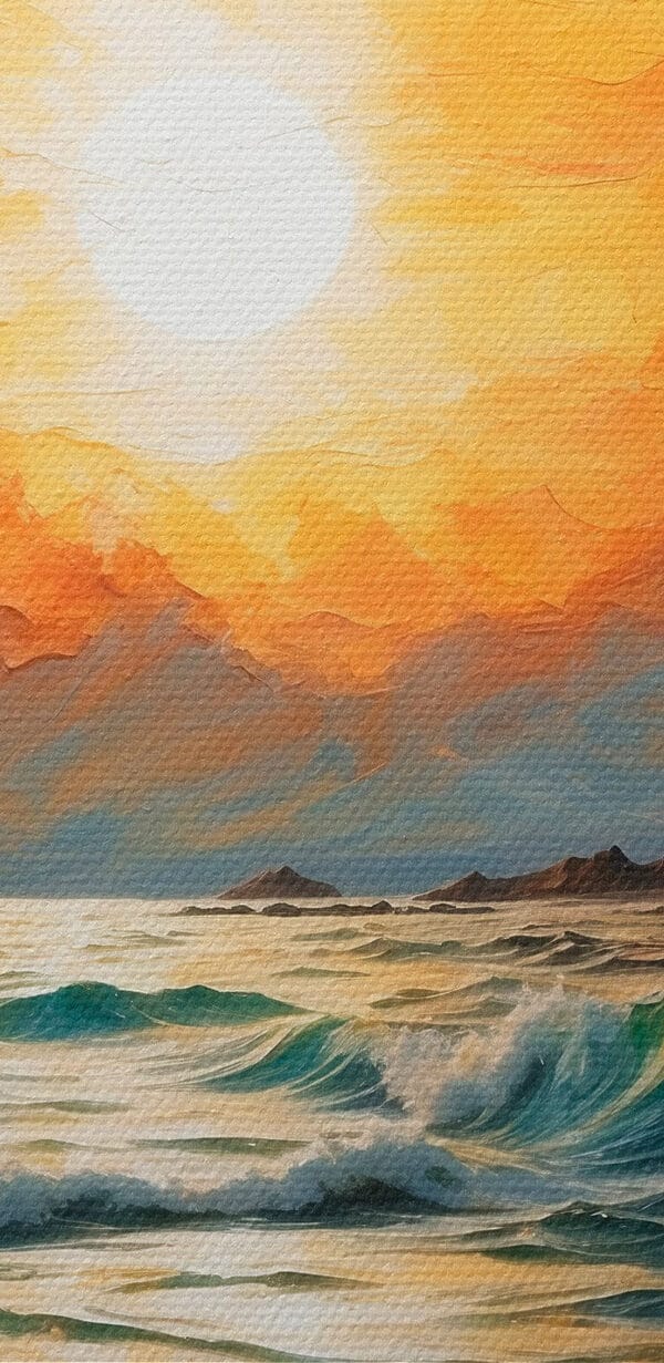 Painting of a sunset over a body of water