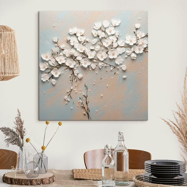 Weiße Blumen auf blauem und weißem Hintergrund Weiße Blumen auf blauem und weißem Hintergrund