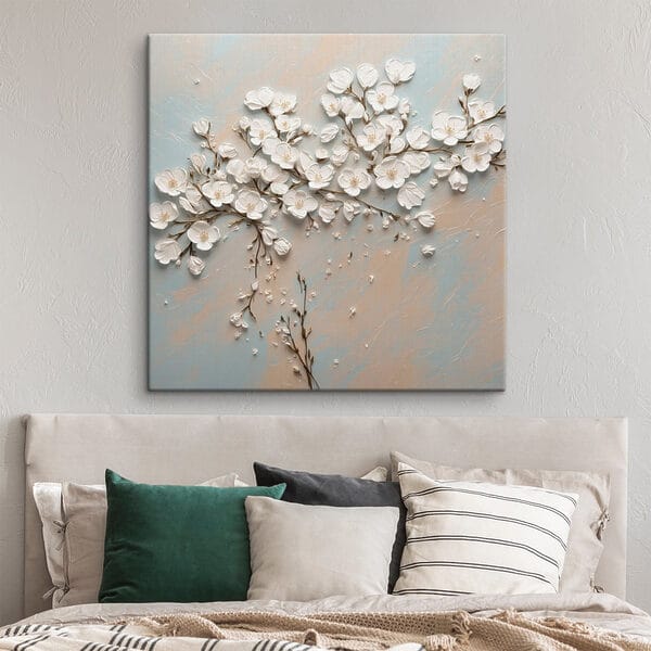 Weiße Blumen auf blauem und weißem Hintergrund Weiße Blumen auf blauem und weißem Hintergrund